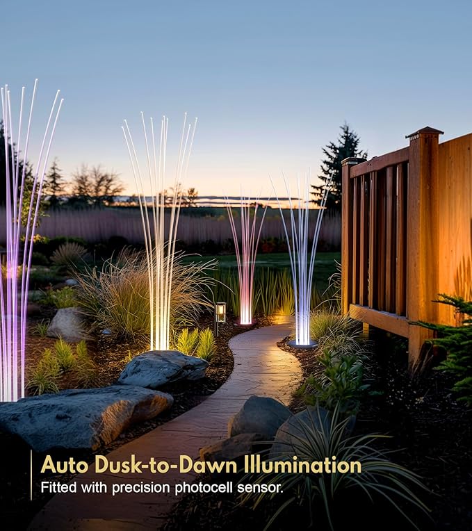 PASAMIC 41" Solar Garden Lights 2 Pack, Reed-Shaped Landscape Light with 10 Colors & 4 Modes RGB, Waterproof Solar Lights Outdoor with Remote, Outdoor Lights for Yard, Patio, Pathway, Indoor Decor