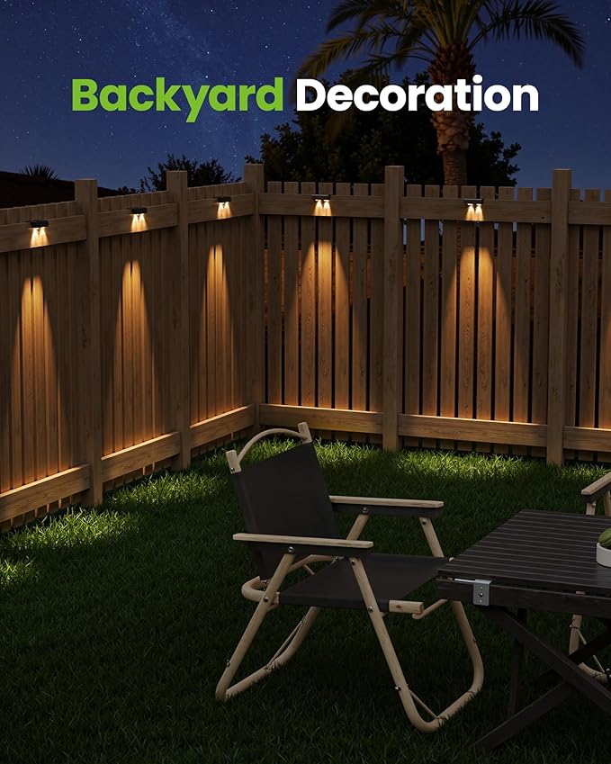 Bridika 8 Pack Solar Deck Lights, Lens Led Solar Lights Outdoor Waterproof, Fence Light Solar Powered for Deck, Step, Stair, Railing, Patio and Backyard (Warm White)