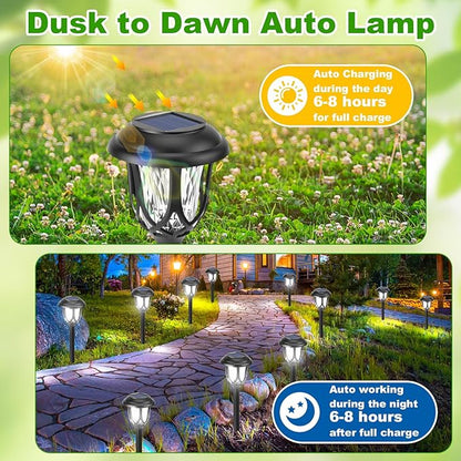 Tuanse 20 Pcs Solar Outdoor Garden Pathway LED Lights Bulk Solar Powered Landscape Yard Stake Lights Waterproof Auto On/Off for Lawn Patio Porch Walkway Driveway