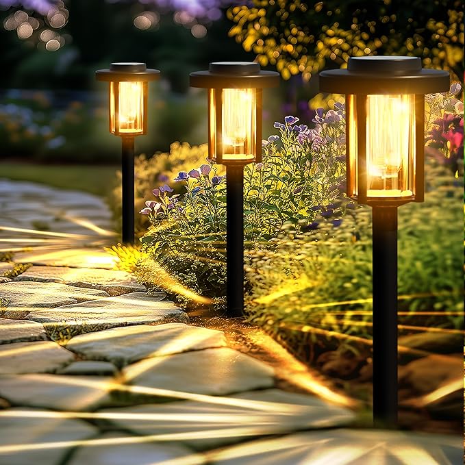 Solar Pathway Lights, 4 Pack Solar Light Outdoor IP65 Waterproof Landscape Lighting for Garden, Path, Yard, Walkway, Outdoor Decor Warm White