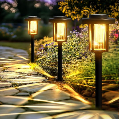 Solar Pathway Lights, 4 Pack Solar Light Outdoor IP65 Waterproof Landscape Lighting for Garden, Path, Yard, Walkway, Outdoor Decor Warm White