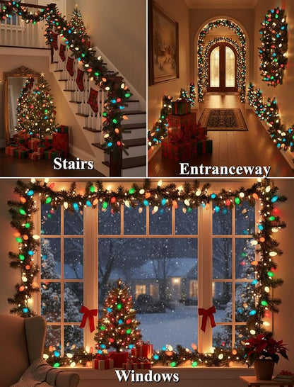 25FT C9 Christmas Lights Multi-Color String Lights with 26 Incandescent Lights, Outdoor String Light for Patio Christmas Tree Decor, 7 Watt Ceramic C9 Light C9/E17 Base