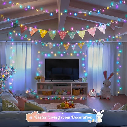 JMEXSUSS 400 LED Easter Lights Indoor Outdoor, 132FT Easter String Lights Plug in, 8 Modes Colorful Christmas Light for Bedroom Party Decorations