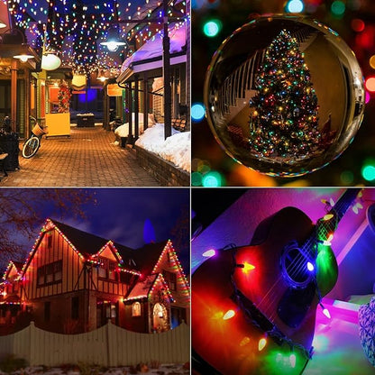 Brightown C9 Christmas String Lights Multicolor, 66ft 100 LED Faceted Christmas Lights on Green Wire, Plug-in Large Bulb Strawberry String Lights for House Roof Roofline Christmas Tree Party Outdoor