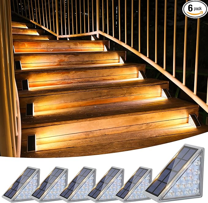 VOLISUN Solar Stair Lights 6 Pack, Solar Step Lights Outdoor Waterproof IP67, LED Outdoor Step Light,Outdoor Light | Lumora
