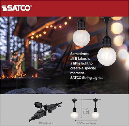 Satco S8034 LED Indoor/Outdoor String Lights, Black, G25 Bulbs, 24 Feet (Pack of 1)