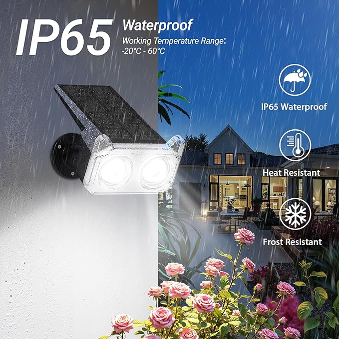 LETMY Solar Spot Lights Outdoor Waterproof with Bigger LED, Auto ON/Off 135°Adjustable Solar Lights Outdoor, 2-in-1 | Lumora