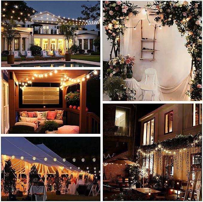 Color Changing Christmas Lights Outdoor String Lights 50ft 50 G40 Bulbs Waterproof Connectable up to 200ft w/ 2 Remotes Timer for Patio Bistro House Garden Party Gazebo Xmas Indoor Outside Decor