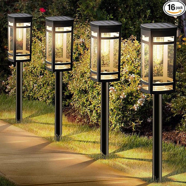 EXCMARK 16 Pack Solar Lights Outdoor Waterproof for Garden Pathway Walkway Driveway Yard Lawn Decorative Landscape | Lumora