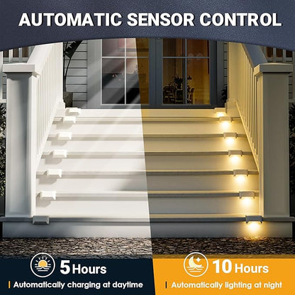 SOLPEX Solar Fence Lights Outdoor 16 Pack, Solar Step Lights Waterproof Led Solares Light for Outdoor Stairs, Deck, Fence, Yard, Patio, and Balcony(Warm White)