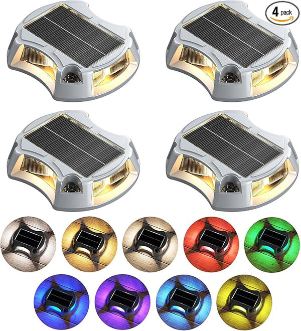 Solar Driveway Lights Solar Dock Lights 9 Colors in 4 Pack, Waterproof IP68, Outdoor, for Driveway Markers | Lumora
