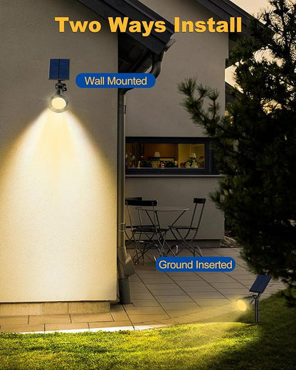 Solar Spot Lights Outdoor, 10 Pack Outdoor Solar Lights for Yard, 4 Lighting Mode Solar Landscape Spotlights with Auto On/Off, 2-in-1 Waterproof Wall Lights for Garden, Walkway (Warm White)