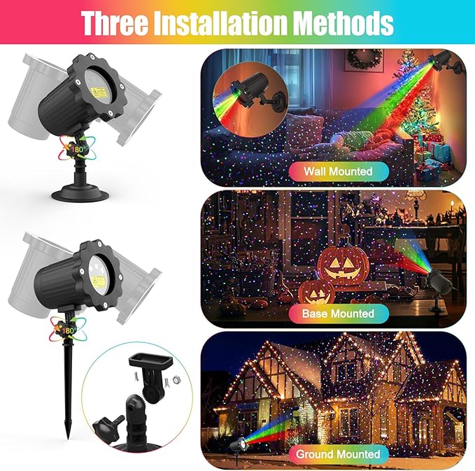 Laser Projector Firefly Lights Outdoor,12 Effect Moving RGB Lights Show Waterproof Laser Projection with RF Remote and Timer for Wedding Christmas Holiday Party Patio Garden Decor