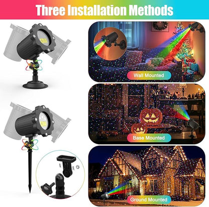 Laser Projector Firefly Lights Outdoor,12 Effect Moving RGB Lights Show Waterproof Laser Projection with RF Remote and Timer for Wedding Christmas Holiday Party Patio Garden Decor