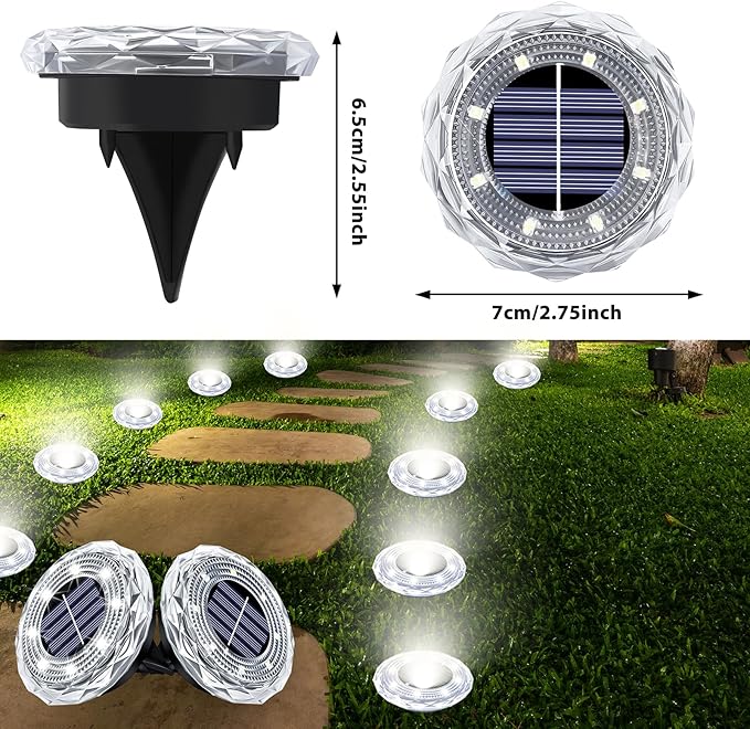Solar Ground Lights 8 Pack Waterproof Outdoor Solar Lights for Yard Led Solar Garden Lights Bright Solar Powered | Lumora