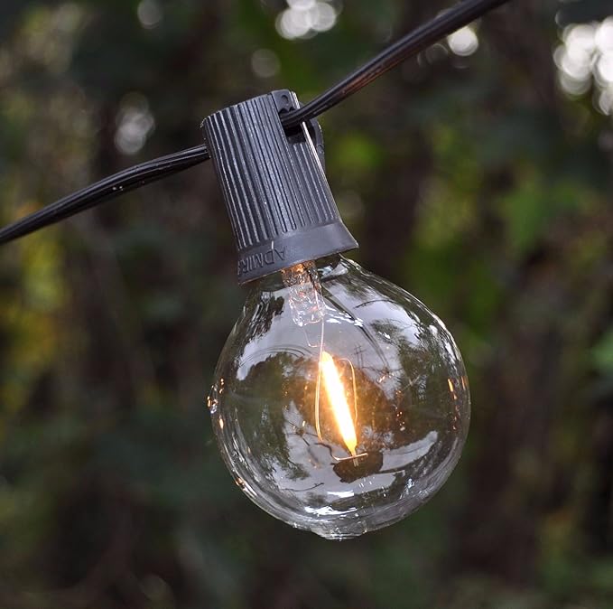 Hometown Evolution, Inc. G50 2" LED Filament Outdoor Patio String Lights with 0.6 Watt Light Bulbs (G50 LED - Black | Lumora