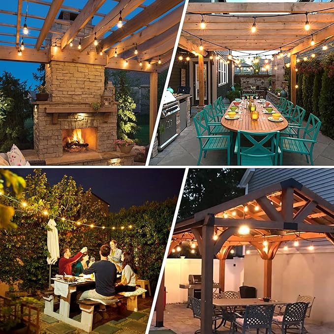 BRIMAX 12FT Outdoor String Lights with 5 LED Bulbs Outdoor Lights Shatterproof Edison Bulb Commercial Grade Waterproof LED Outside Light for Bistro Gazebos Porch Patio Garden