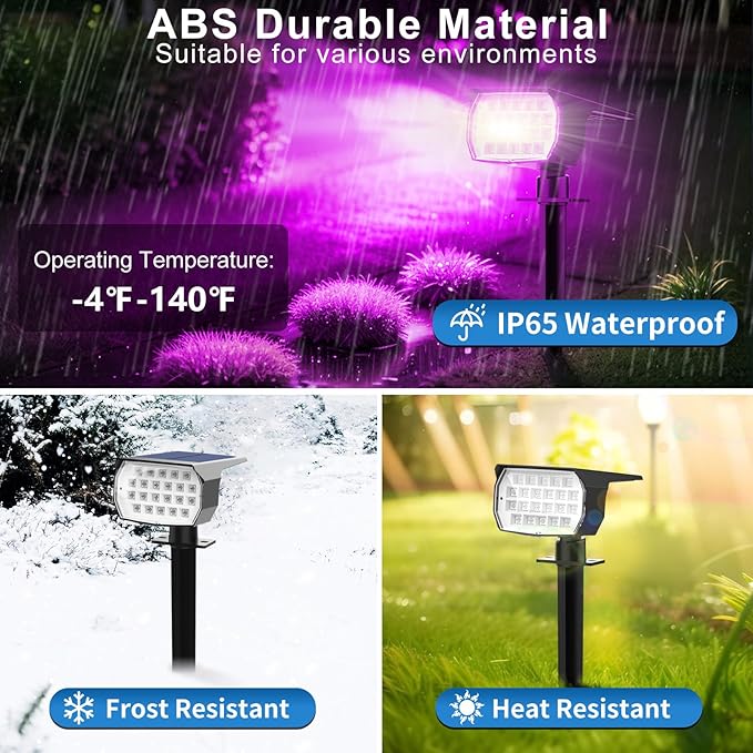 Solar Color Changing Spot Lights Outdoor Waterproof Colored RGB Solar Powered Landscape Lights for Yard 7 Lighting | Lumora