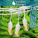 Banord White Outdoor String Lights, Commercial Grade Patio Lights with 30 1W S14 Dimmable Shatterproof LED Bulbs | Lumora
