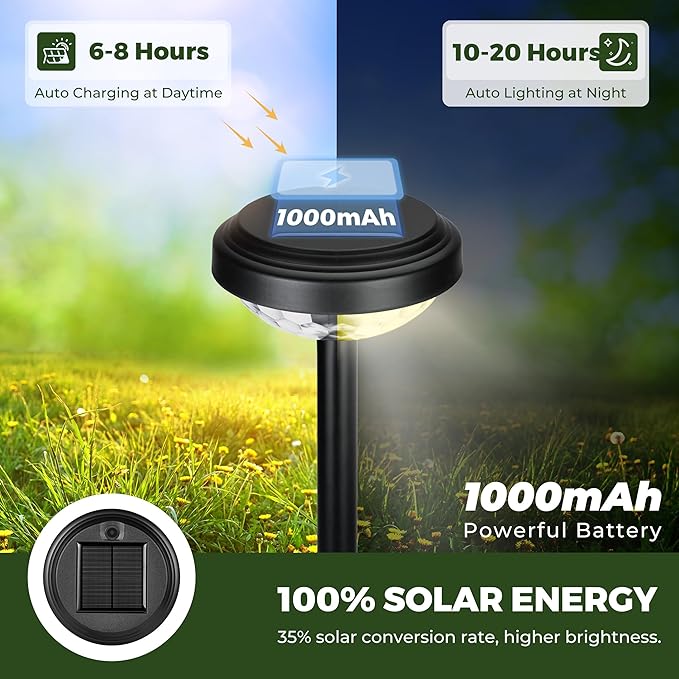 Kingsyard 6 Pack Solar Pathway Lights Outdoor Waterproof IP67, Bright Color Changing & Cool White LED Solar Lights for Outside Garden Yard Landscape Path Christmas Walkway Decor