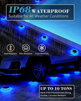 6 Packs Solar Driveway Lights, Blue Dock Deck Lights Solar Powered Outdoor IP68 Waterproof, Stick on Light for | Lumora