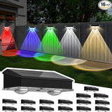 Solar Fence Lights Outdoor 16 Pack, Warm White & Cool White & 6 Colored+RGB Color Changing, High Bright LED Spot | Lumora