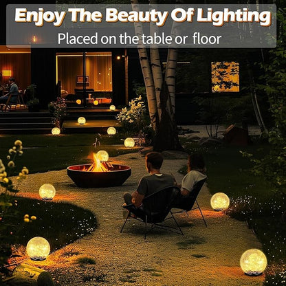 Cracked Glass Outdoor Solar Lights Landscape Garden Ball Lights, Garden Solar Ball Lights Waterproof (Warm White, 12cm)