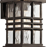 Kichler Beacon Square 1-Light Outdoor Wall Light in Olde Bronze, Clear Hammered Glass Shade, (6.5" W x 12" H x 7.5" | Lumora