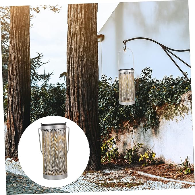 TOYANDONA Solar Lantern Outdoor Decorative Light for Garden LED Solar-Powered Hanging Landscape Projection Lamp Hollow Design for Patio and Yard