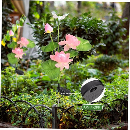 HANABASS Color Changing Solar Lotus Lights Dragonfly Waterproof LED Garden Decor for Outdoor Lighting Solar Pathway Lights for Landscape Decoration