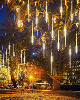 Flacchi Warm White 10 Tubes 240 LED Raindrop Meteor Shower Icicle Lights with Timer Function - Outdoor String Light | Lumora
