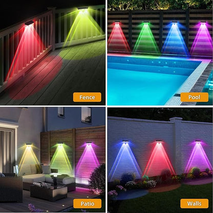 Solar Fence Lights Outdoor, 16-Pack 120LM Fence Lights Solar Powered, IP67 Waterproof Dusk to Dawn Auto On/Off 12+ Hours for Outside/Backyard/Wall/Step/Patio/Deck/Pool (Warm White & RGB 7 Colors)