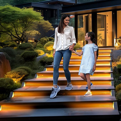 Solar Step Lights for Outside Waterproof IP67, Outdoor Stair Lights 2 Pack, Solar Stair Light Outdoor LED Outdoor Step Light Decor for Deck, Front Step, Patio, Garden Step