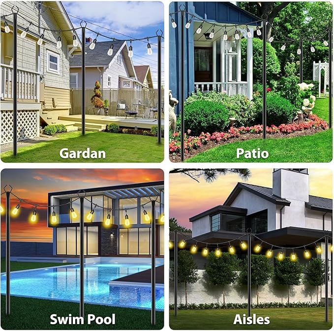 AILBTON 8 Pack 10Ft String Light Poles,Light Poles for Outside String Lights,Outdoor Light Poles with Fork,Metal | Lumora
