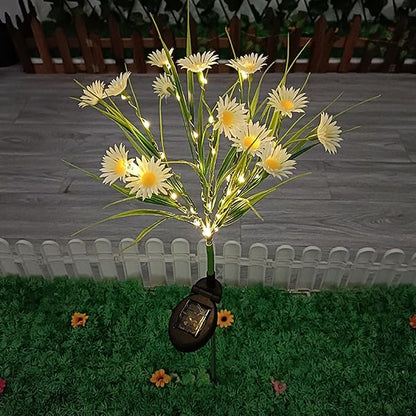 Solar Daisies Flower Stake Lights for Yard Decor, 42 LED Outdoor Waterproof Daisy Shaped Solar Light for Garden Pathway Light Cemetery Grave Porch Walkway 4th of July Decorations