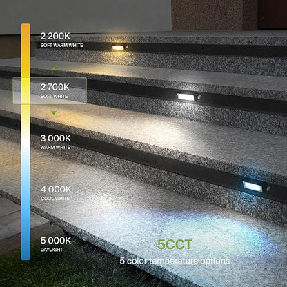 ASD LED 4 Inch Retaining Wall Light Fixture, Hardscape Paver Lighting | 5CCT, Low Voltage, Swivel, Waterproof, ETL Listed | 2W 130LM 2200K-5000K 12V | Landscape Step Illumination | Bronze, 4 Pack