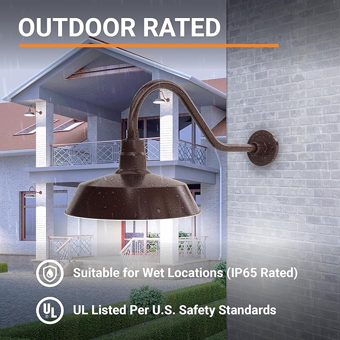 14in. Architectural Bronze Outdoor Gooseneck Barn Light Fixture with 22in. Long Extension Arm - Wall Sconce | Lumora