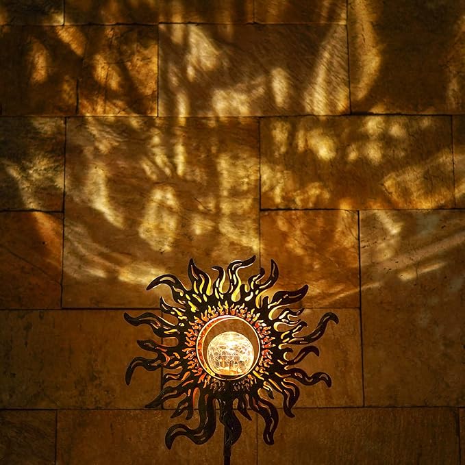 Solar Lights Outdoor Garden Decor Solar Powered Sun Lantern for Yard, Patio,Lawn or Pathway Sun Decorations Crackle | Lumora