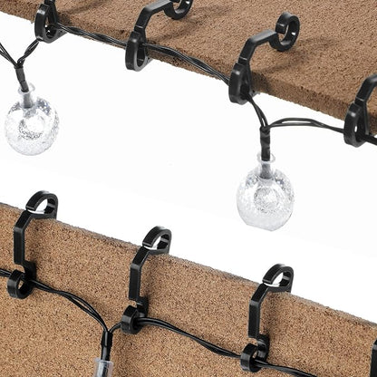 Marsui 500 Pieces Christmas Light Clips Outdoor Gutter Hooks Plastic Seasonal Weatherproof Clips Holiday Fence Hooks for Christmas Roof Tree Outside Hanging String Lights (Black)