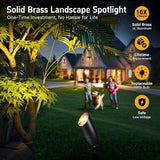 Gardenreet Low Voltage Spot Lights - Black Solid Brass Landscape Spotlight Wired, 12V Outdoor LED Bullet Uplights | Lumora