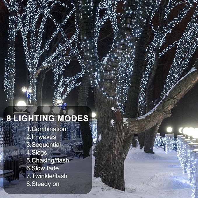 164Ft 500 LED White Christmas Lights, Waterproof 8 Twinkle with Memory Functions Christmas Tree Lights for Indoor | Lumora