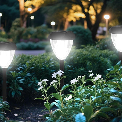 Ensenior Solar Pathway Lights Outdoor - 14.17" Height, 6500K LED Landscape Garden Lights, IP65 Waterproof, Tool-Free Auto ON/Off for Garden Yard Patio Walkway Landscape, 12-Pack