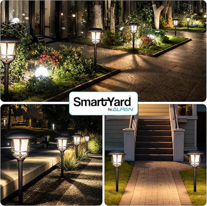 Solar Pathway Lights 4 Pack – 12 Lumens LED, Warm White, Weather-Resistant, Durable Stainless Steel & Aluminum, Outdoor Solar Garden, Yard, Walkway Lighting, Easy Stake Installation