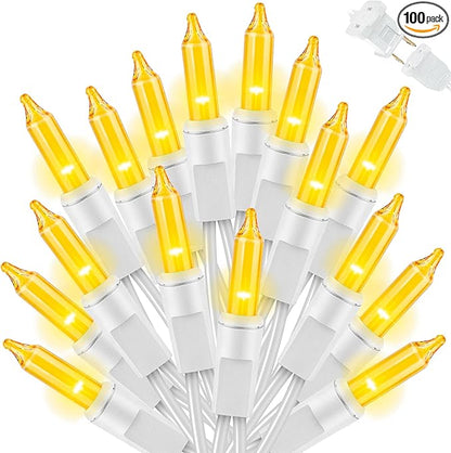 LAMPHOME Christmas String Light,100 Count Incandescent Mini String Light in 19.6ft,Indoor/Outdoor 120V UL Certified Mini Light for Christmas,Wedding,Patio Lawn,Home,Garden,Party (Yellow)