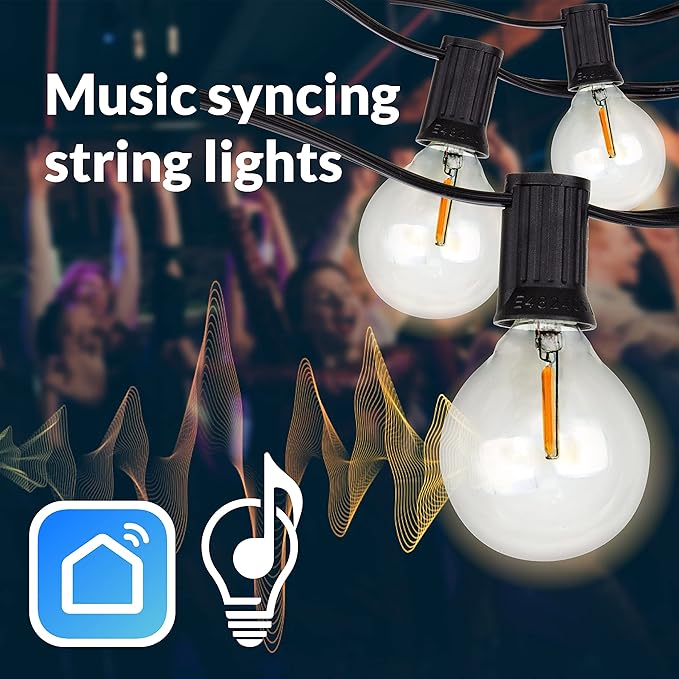 Newhouse Lighting 48ft. 25-Socket Smart LED String Outdoor Lights, Smart Life App,Works with Alexa,Dimmable Outdoor | Lumora