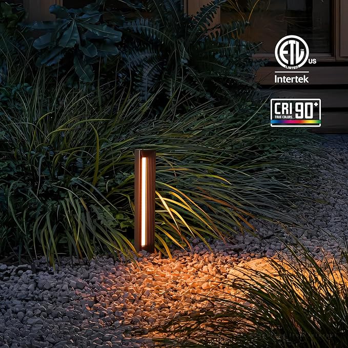 LEONLITE 5CCT Low Voltage Landscape Lights, 7W 12-24V LED Pathway Lights, Die-Casted Aluminum, IP65 for Outdoor Path Sidewalk Walkway, 1800K/2700K/3000K/4000K/5000K, ETL, Oil Rubbed Bronze, Pack of 4