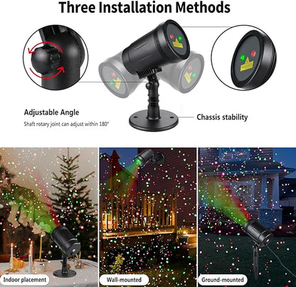 Christmas Laser Projector Lights Outdoor Indoor, 2 Colors with Red and Green Star Show, Christmas Laser Projector Lights Waterproof with Remote Decor for Christmas Holiday Party Garden Patio