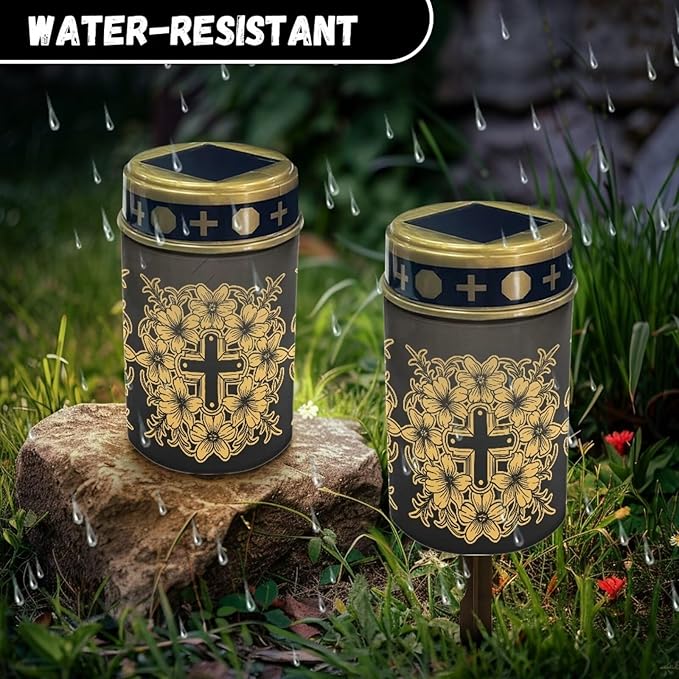 Solar Garden Lights for Cemetery Solar Lights Outdoor Garden, Cross Eternal Lights for Cemetery Grave Decorations