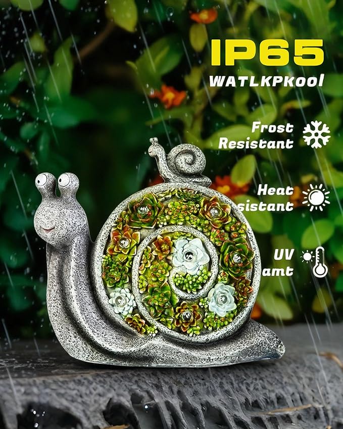 Snail Solar Lights Outdoor, 7 LED Solar Powered Garden Decor for Pathway Lawn Yard - Weatherproof Garden Statue | Lumora