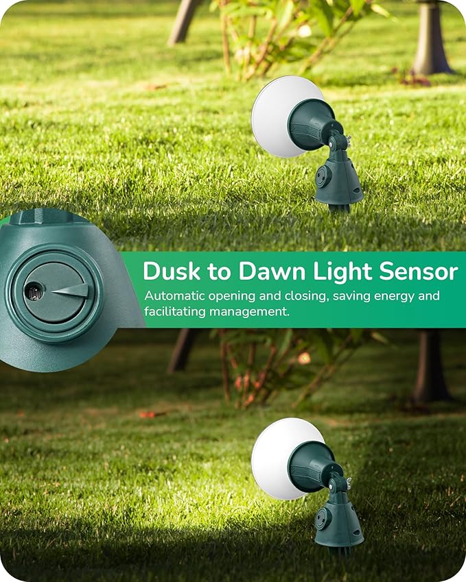 EDISHINE Dusk to Dawn 120V Outdoor Spotlight, Waterproof LED Outdoor Flood Stake Lights, E26 Base, Max 150W PAR38 | Lumora